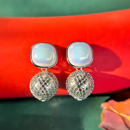 Silver Mesh Drops Earrings